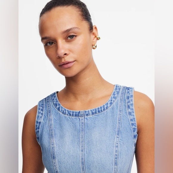 Madewell Circle Mini Dress Airy Denim Edition in Ashbury Wash Size XS - Picture 5 of 14